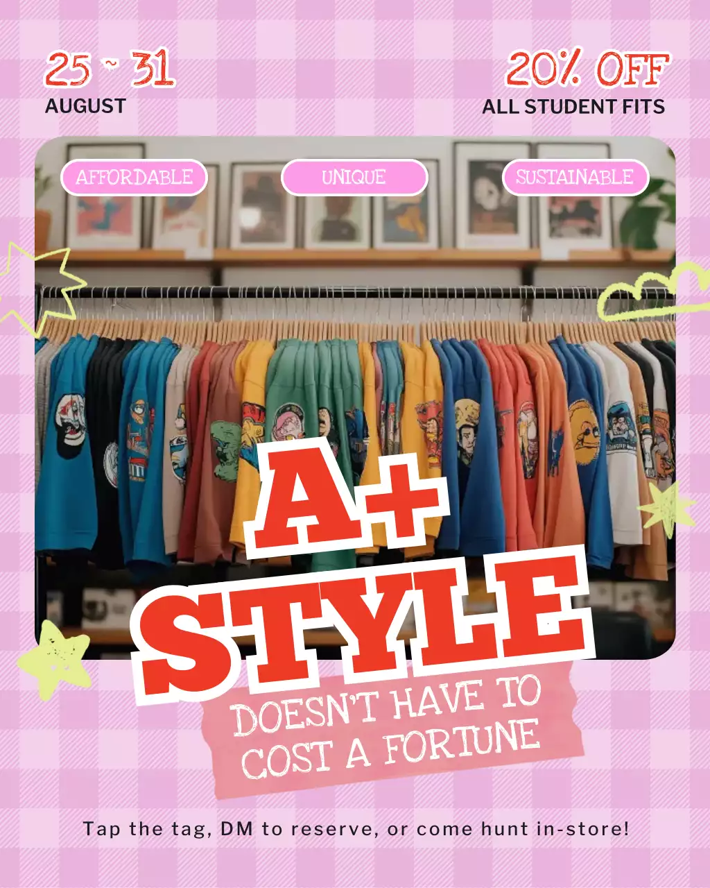 Pink Vintage Trendy Thrift Sale Instagram Post