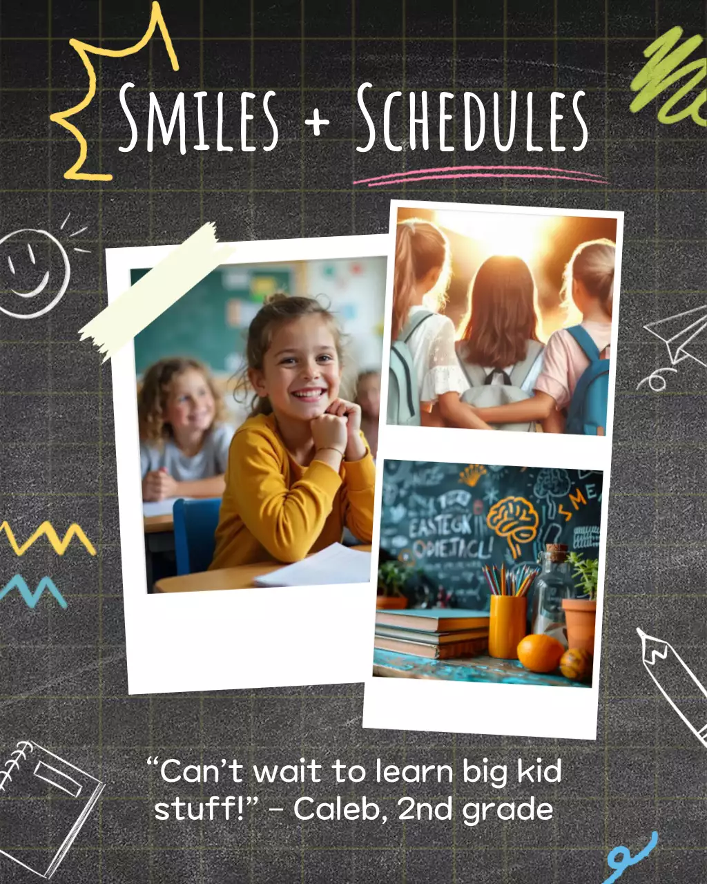 Green Blue and Yellow Elementary School Photo School Social Media Template