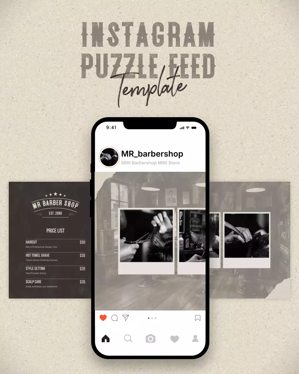 templat pangkas rambut retro krem