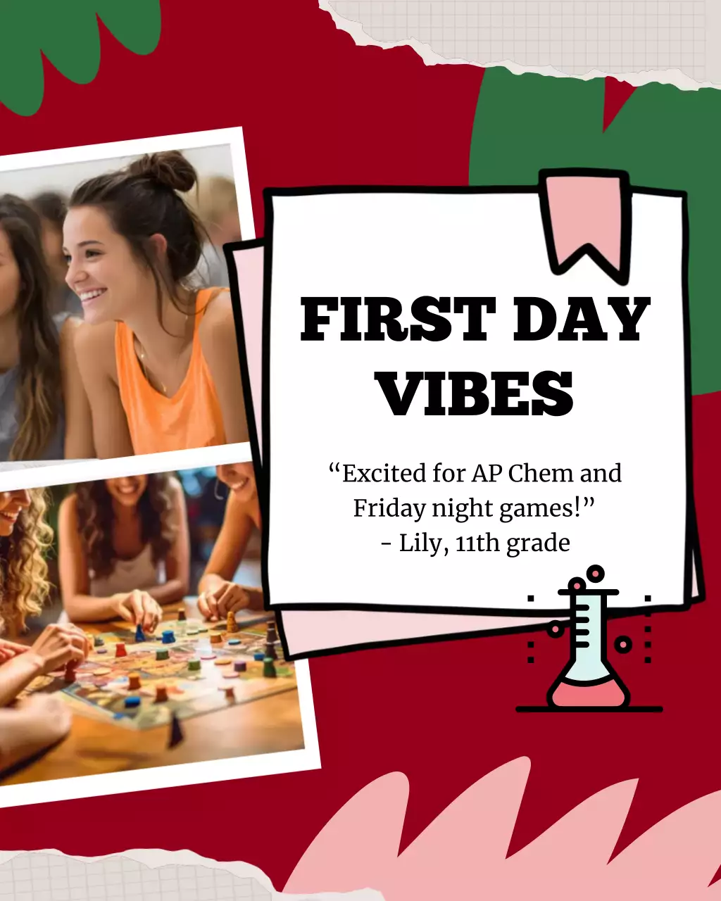 Navy Crimson and Green Back To School Photo School Social Media Template