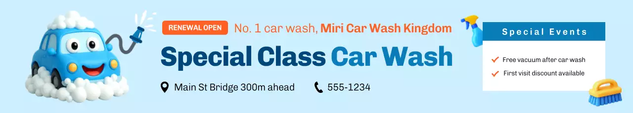 propaganda de lavagem de carros retrô azul