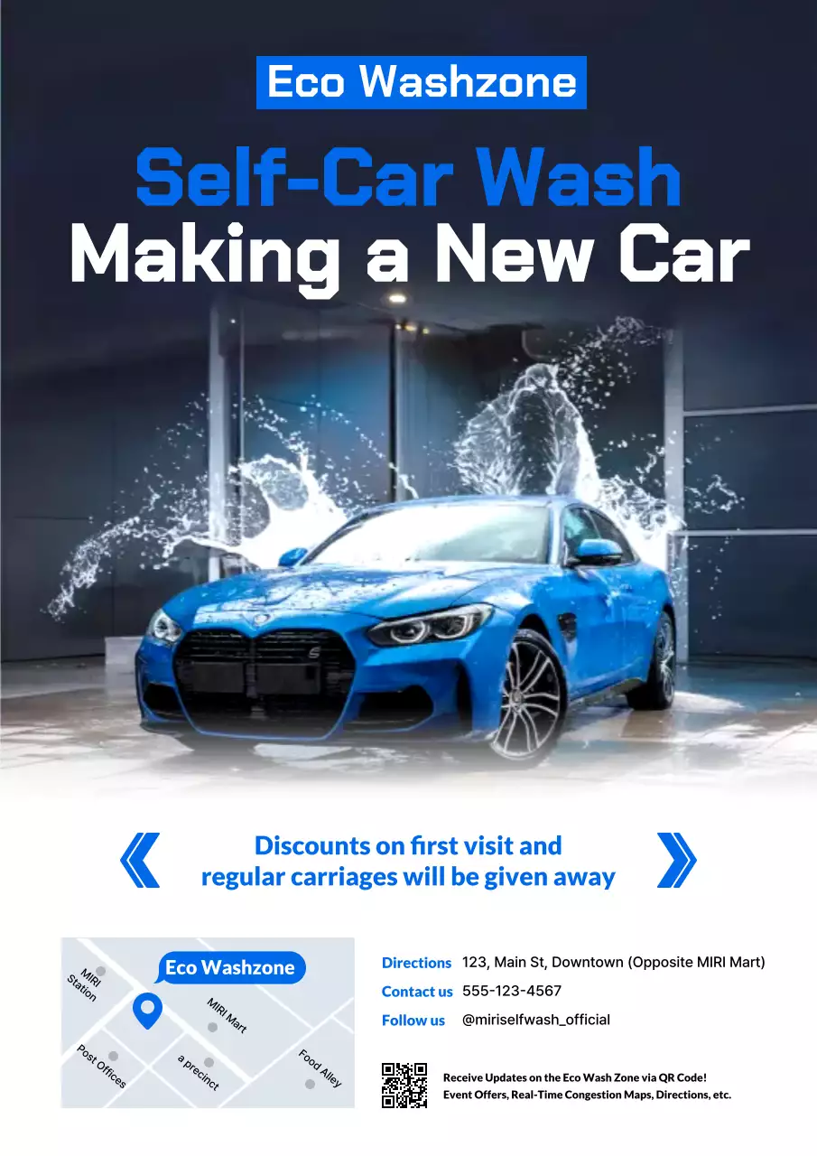 promosi cuci mobil modern biru