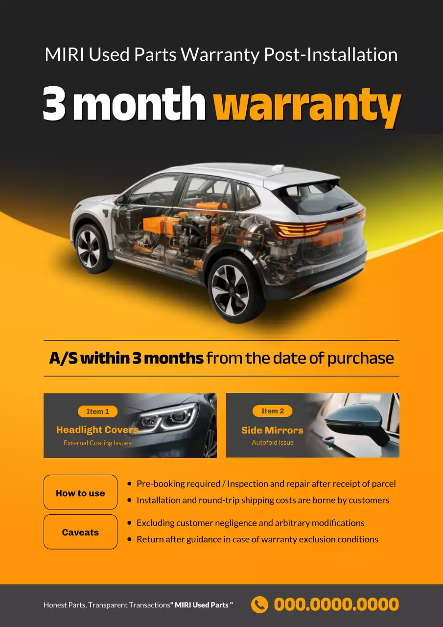 pengumuman garansi mobil modern oranye