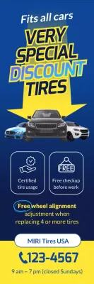 promoção de pneu azul em negrito