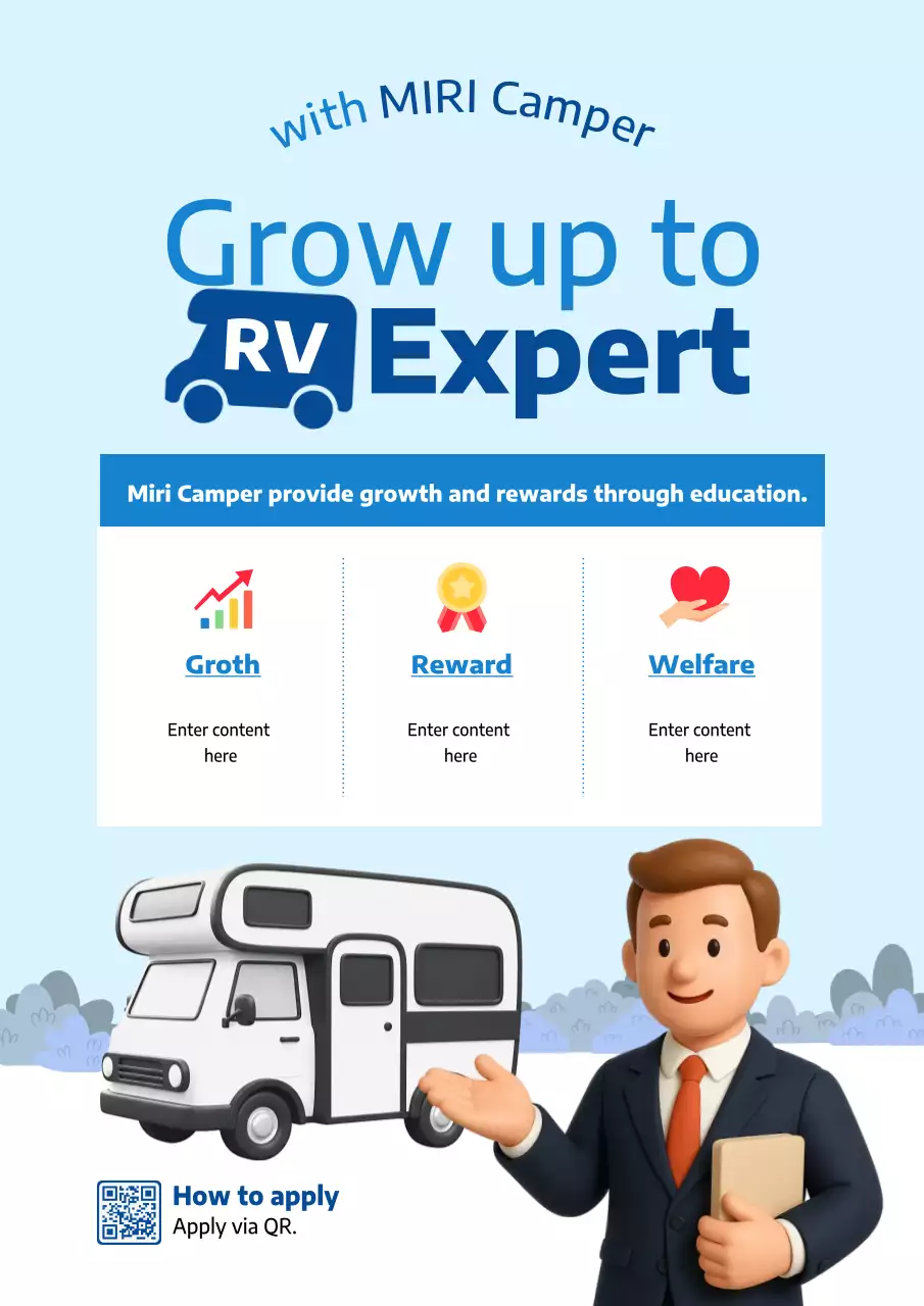 blue modern RV education advertisement