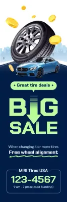 promoção de venda de pneus modernos azuis