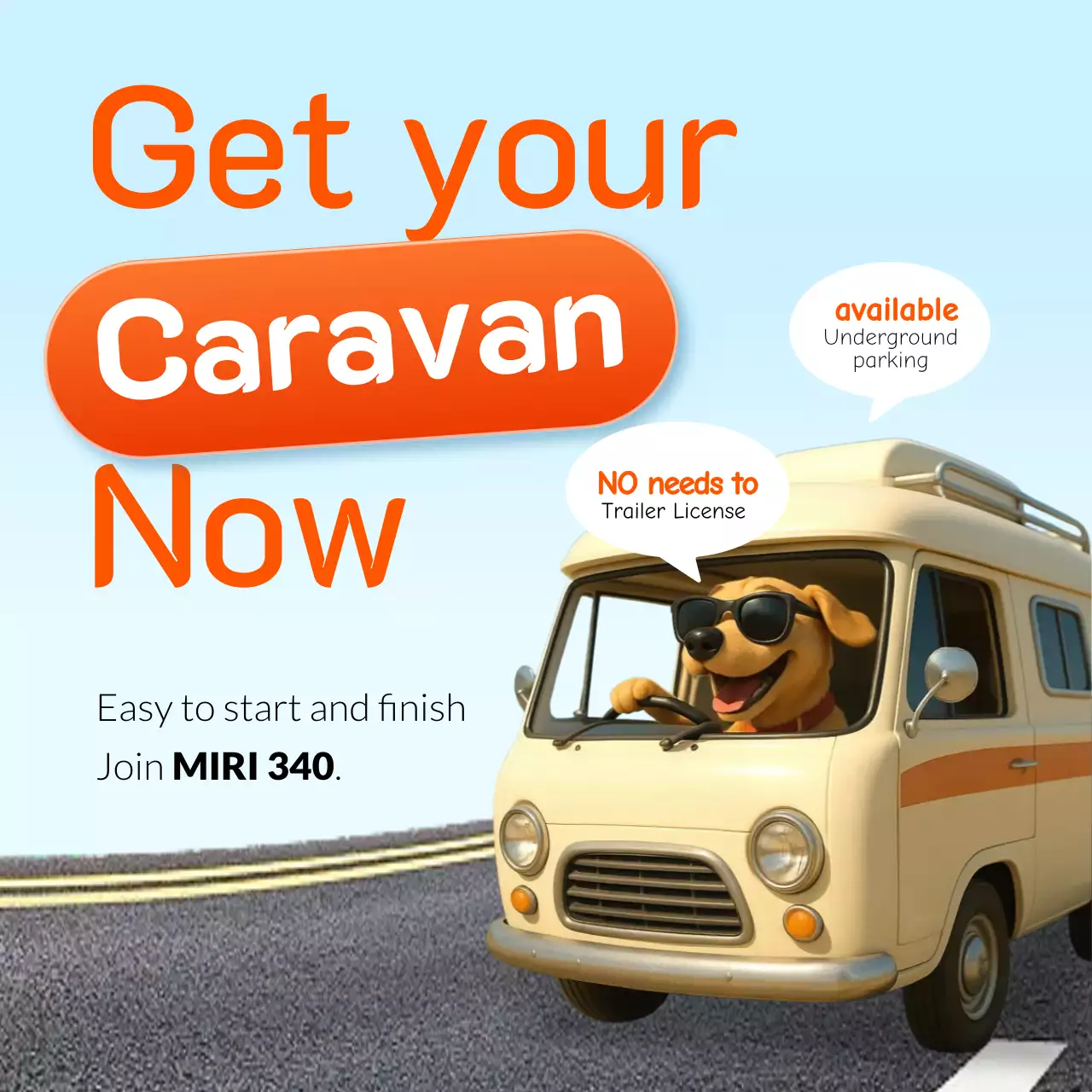 promoção de caravana retro laranja