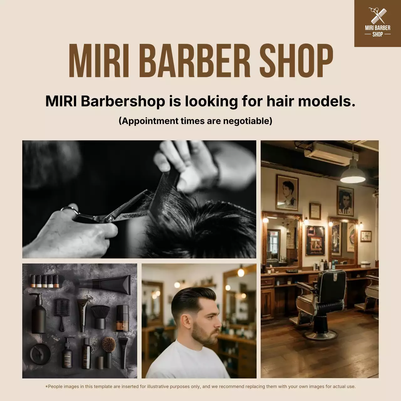 beige classic barbershop promotion