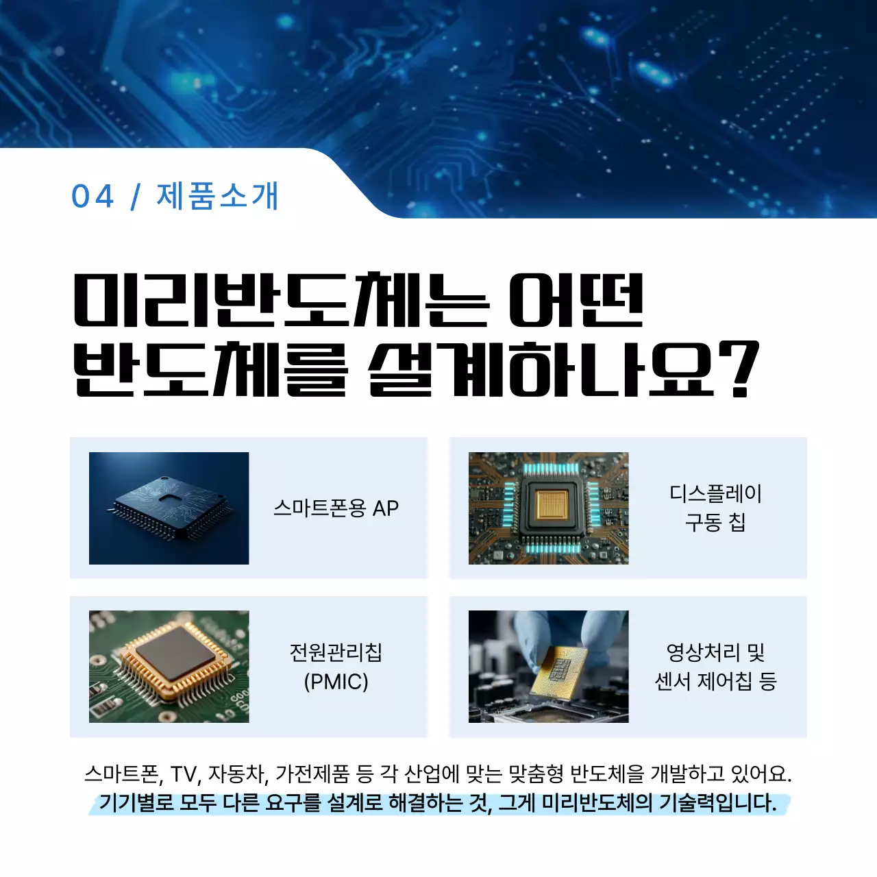 파랑 모던 반도체 정보 전달