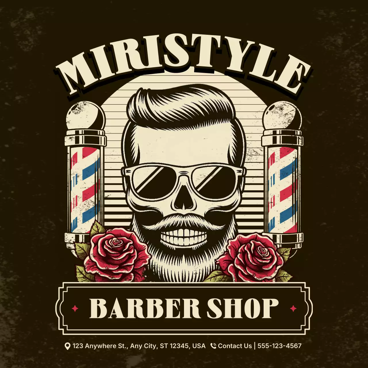 quảng cáo cắt tóc cổ điển màu be