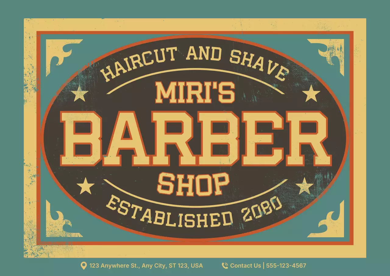 teal vintage barber advertisement