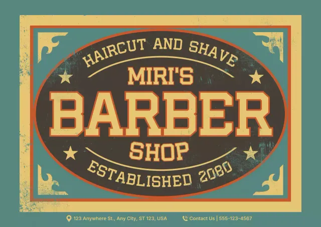 teal vintage barber advertisement