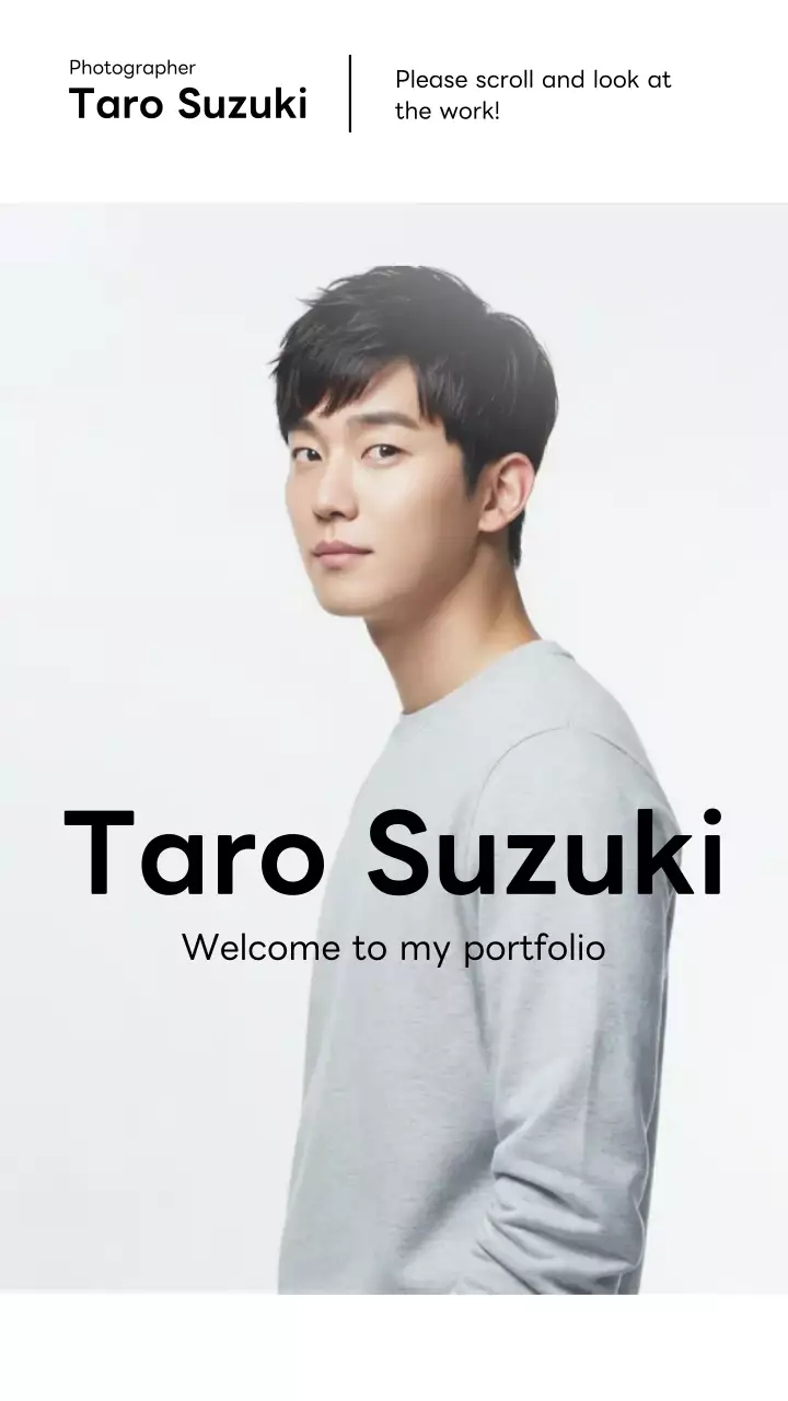 白 シンプル ポートレート ポートフォリオ