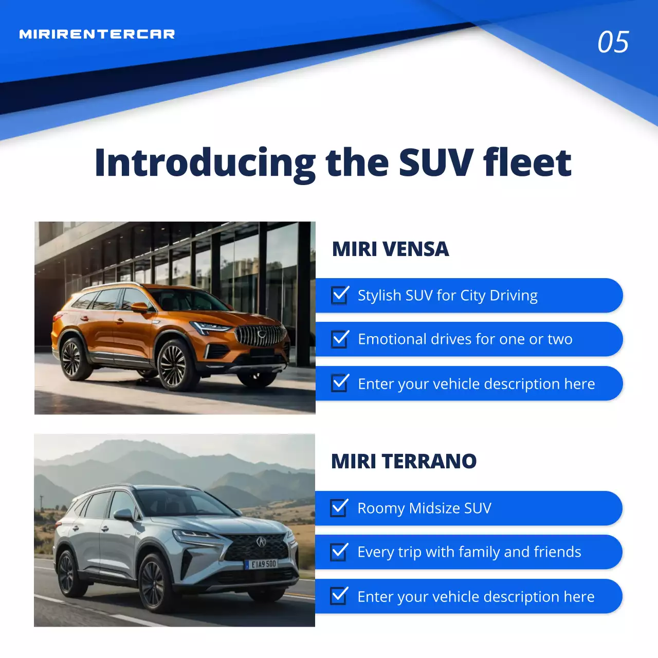 blue modern SUV promotion