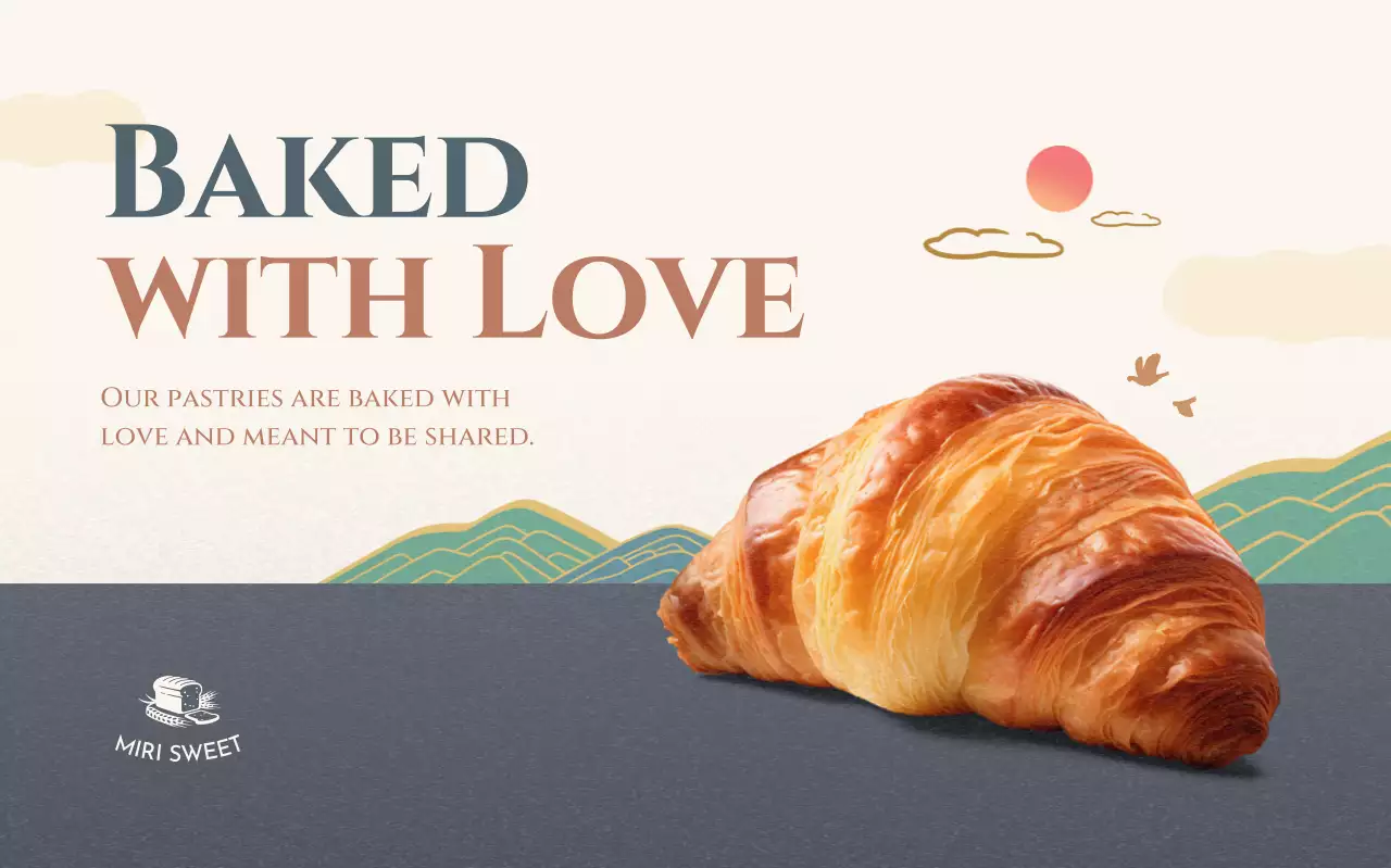 베이지 전통 베이커리 광고