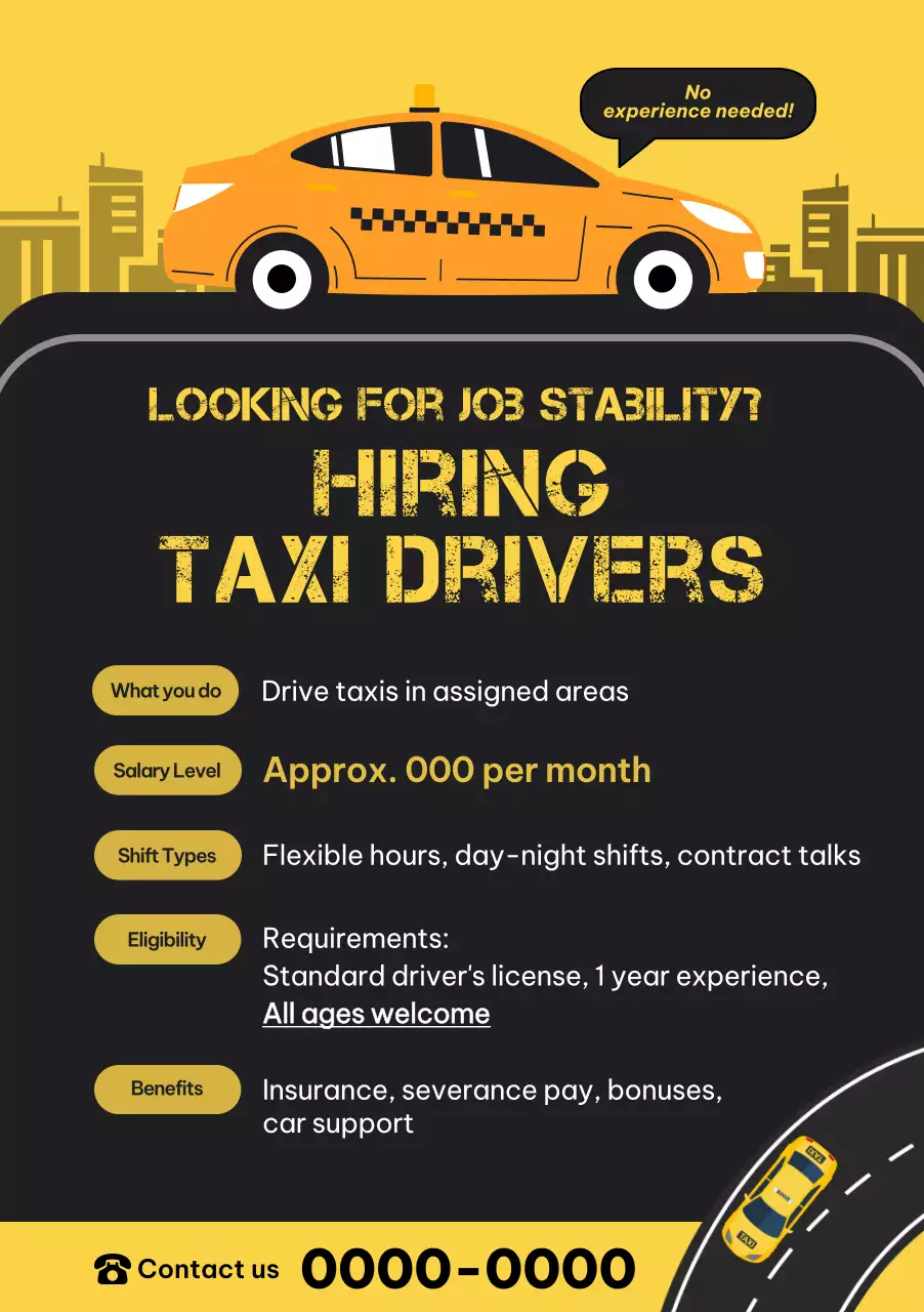 iklan rekrutmen taksi modern berwarna kuning