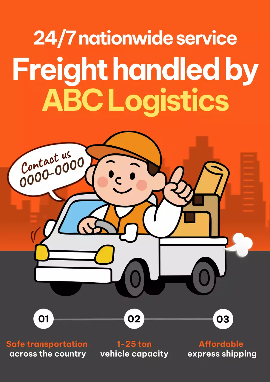 iklan logistik kartun oranye