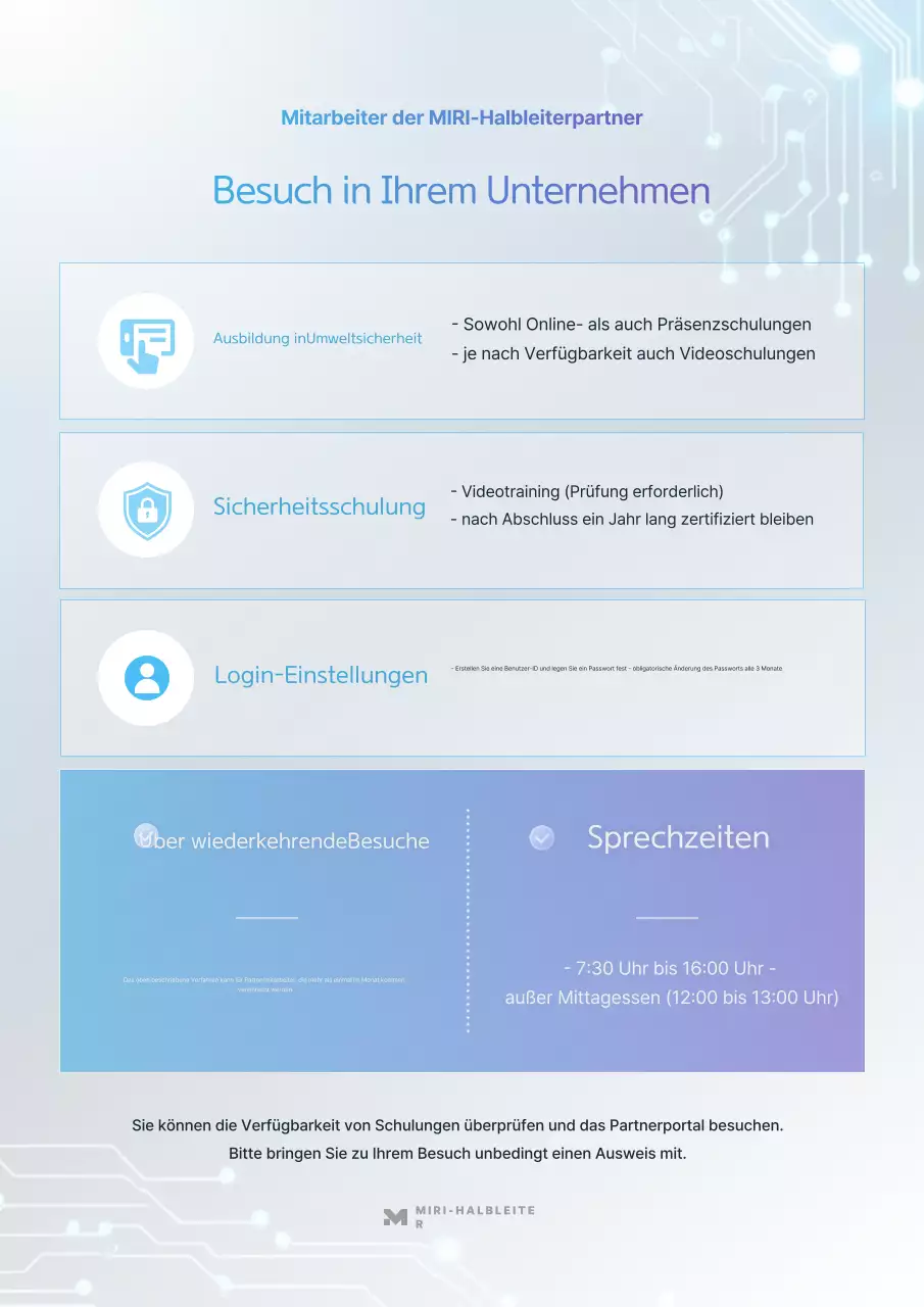 Hinweis zum Besuch des Sky Blue Modern Business Office