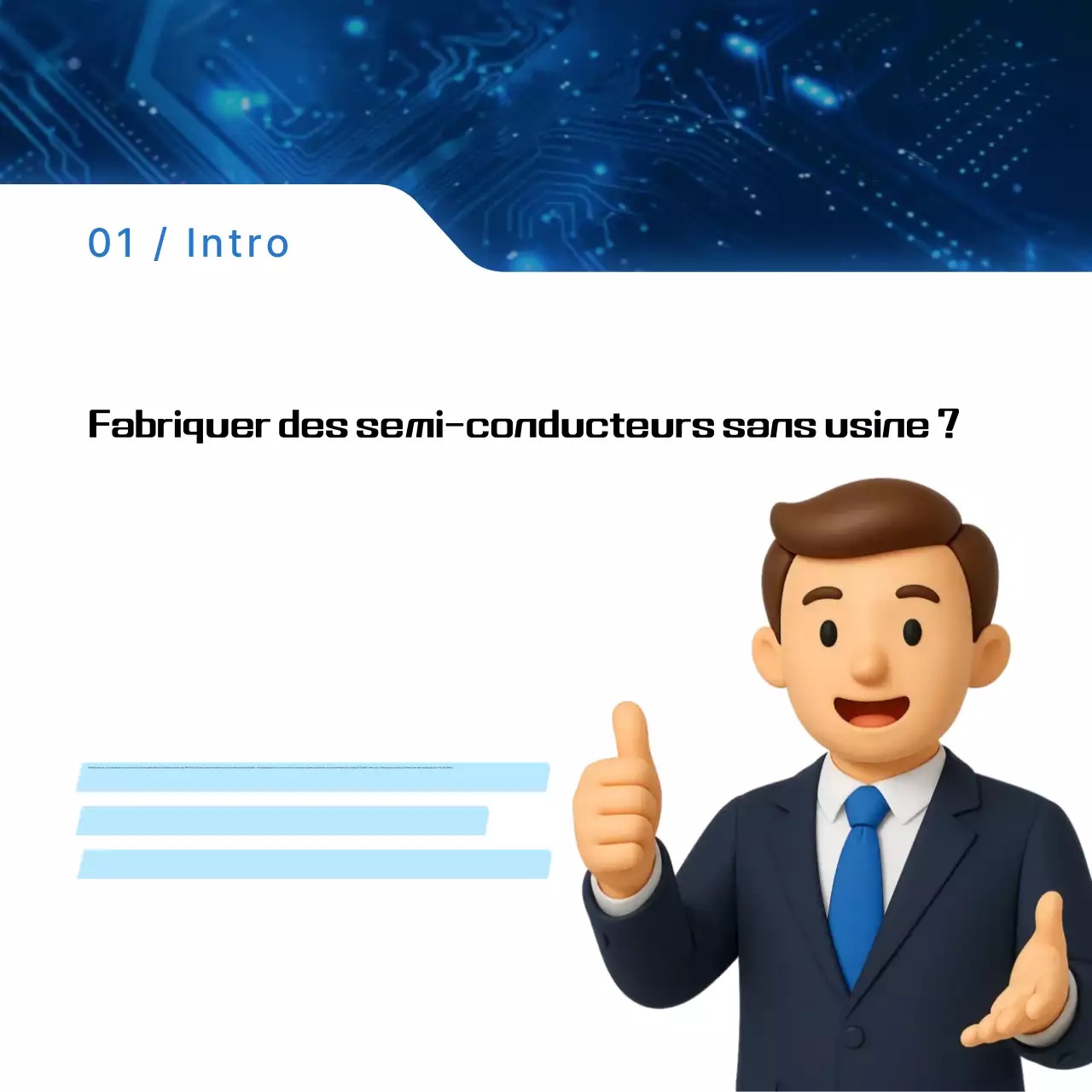 Transmission d'informations par semi-conducteur moderne bleu