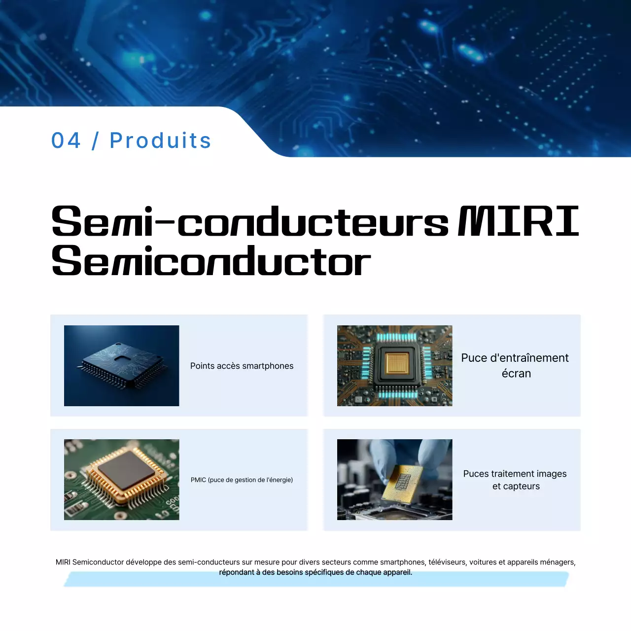 Transmission d'informations par semi-conducteur moderne bleu