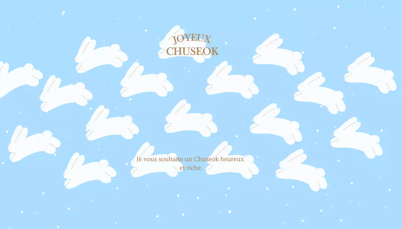 Salutations mignonnes de Chuseok bleu ciel