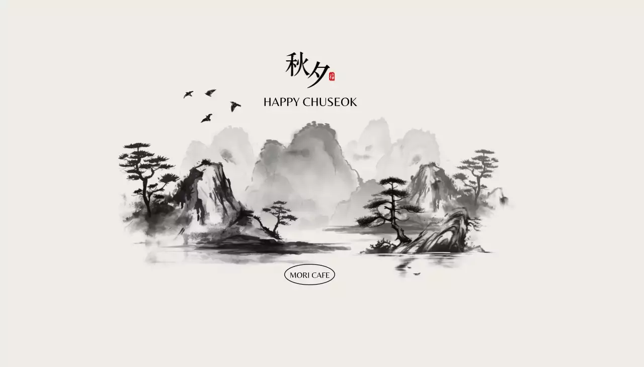 Festival Chuseok Oriental Hitam dan Putih