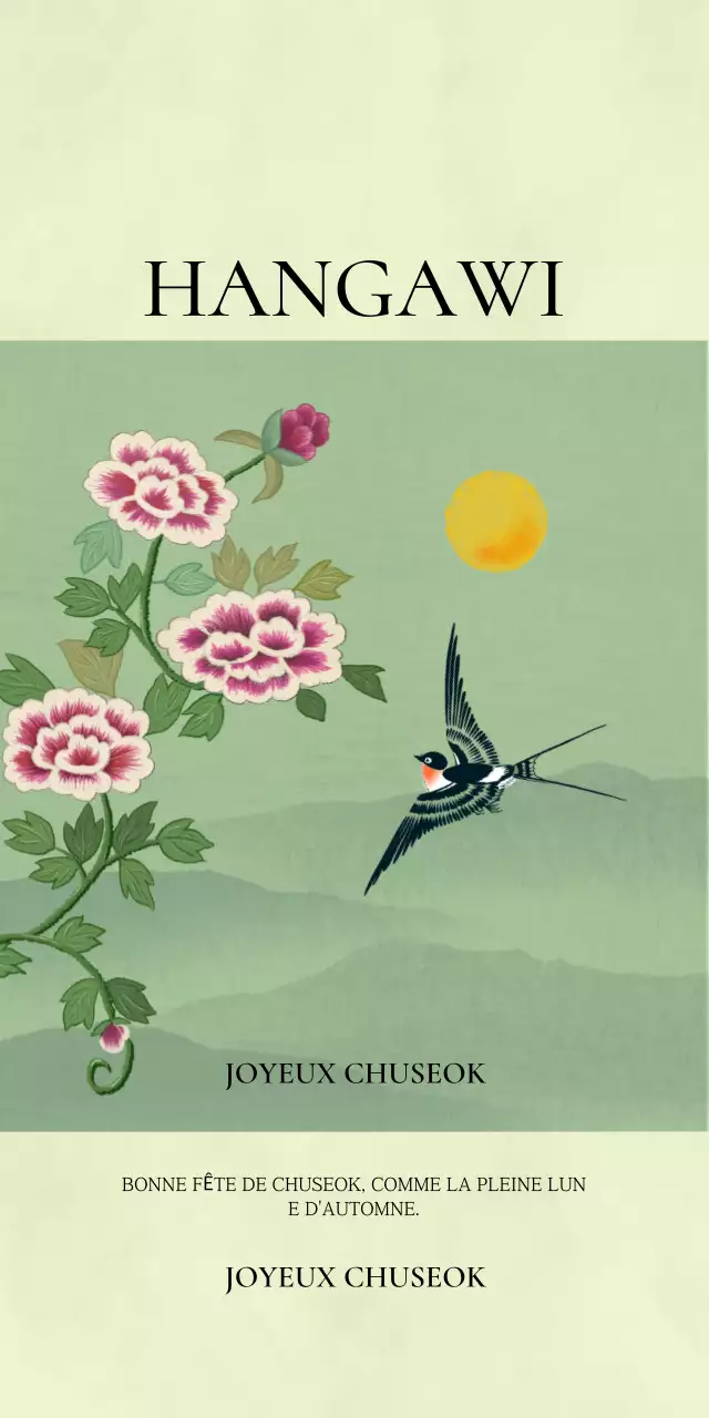 Salutations traditionnelles de Chuseok à la menthe