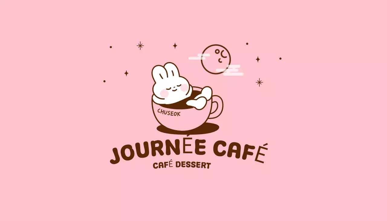 Logo de café rose mignon