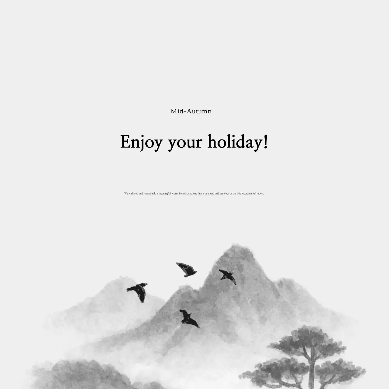 Kartu pos musim gugur tradisional hitam putih