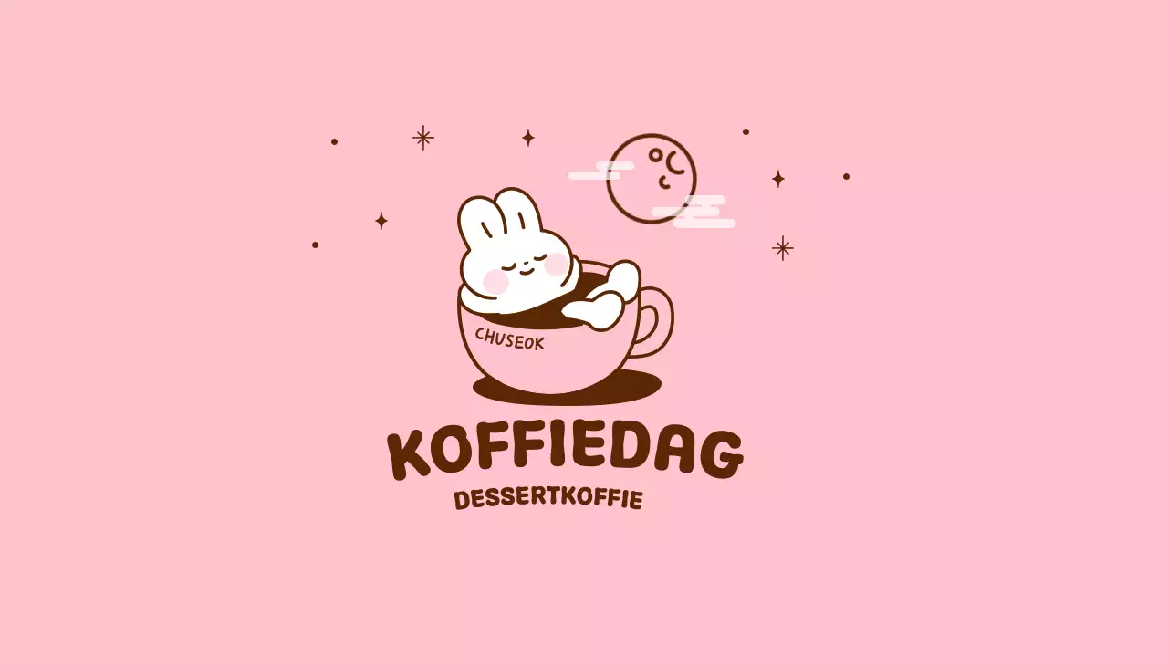 Roze schattig cafélogo
