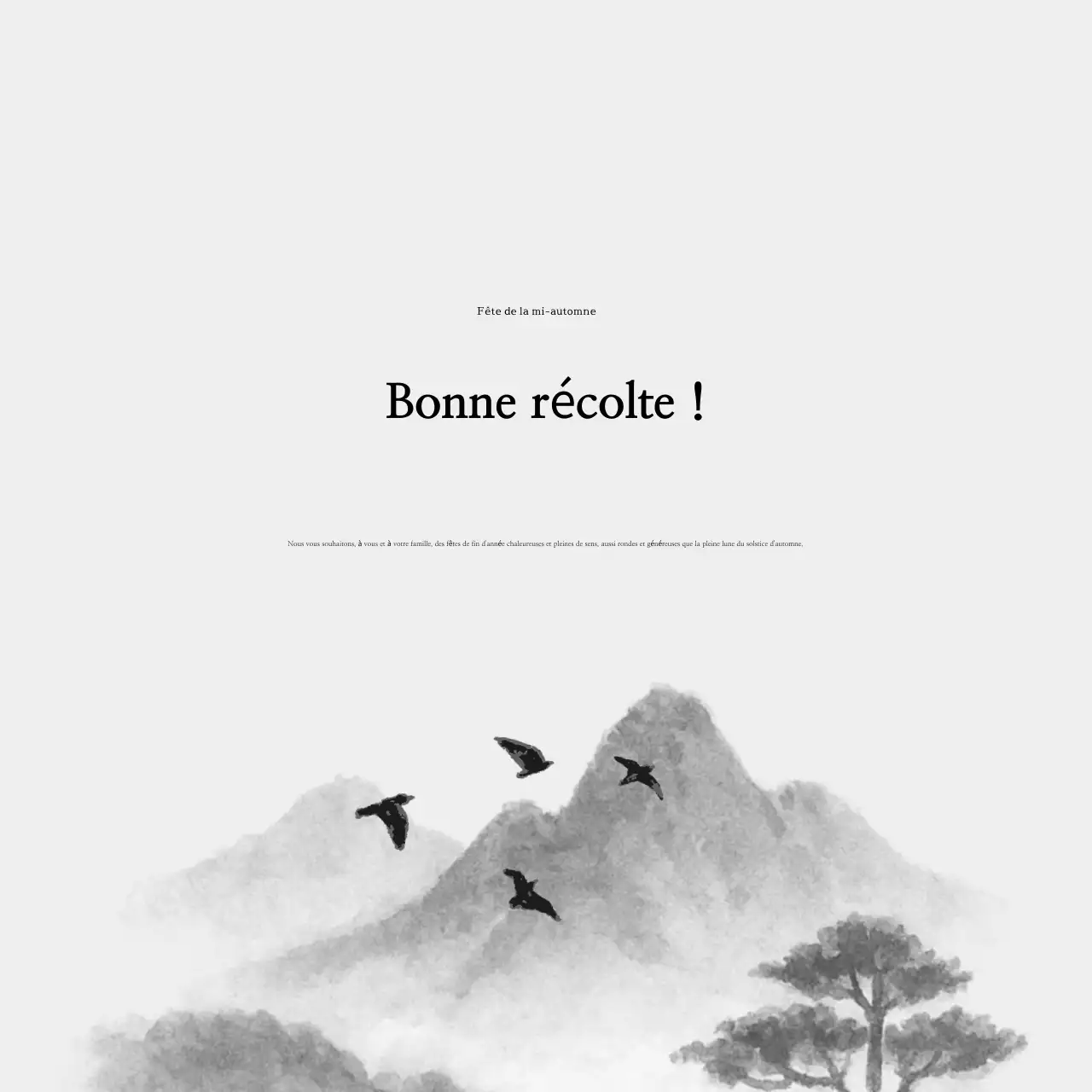 Carte postale d'automne traditionnelle en noir et blanc