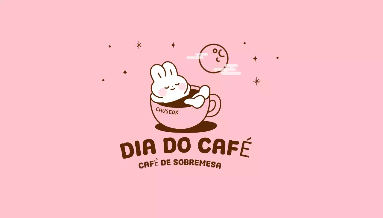 Logotipo fofo de café rosa
