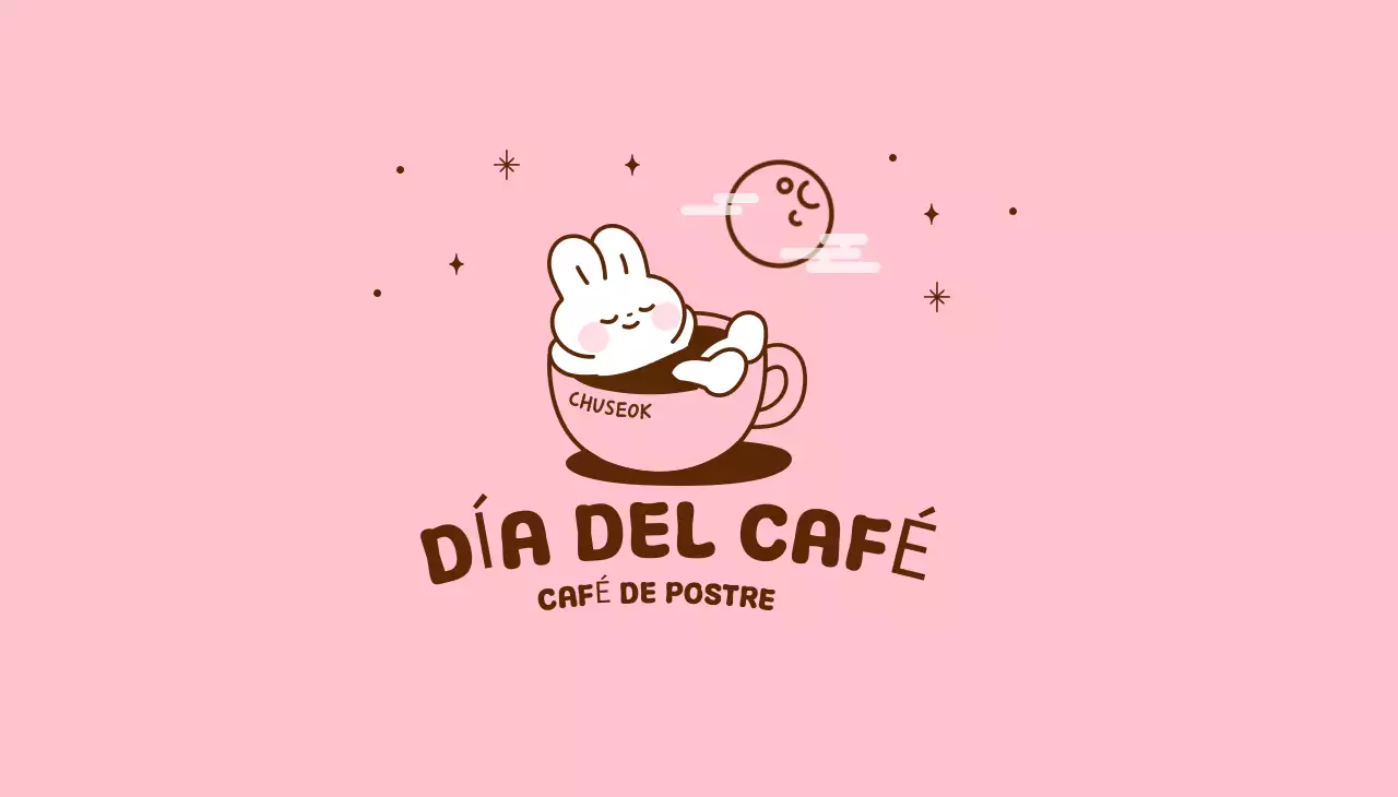 Lindo logotipo de cafetería rosa