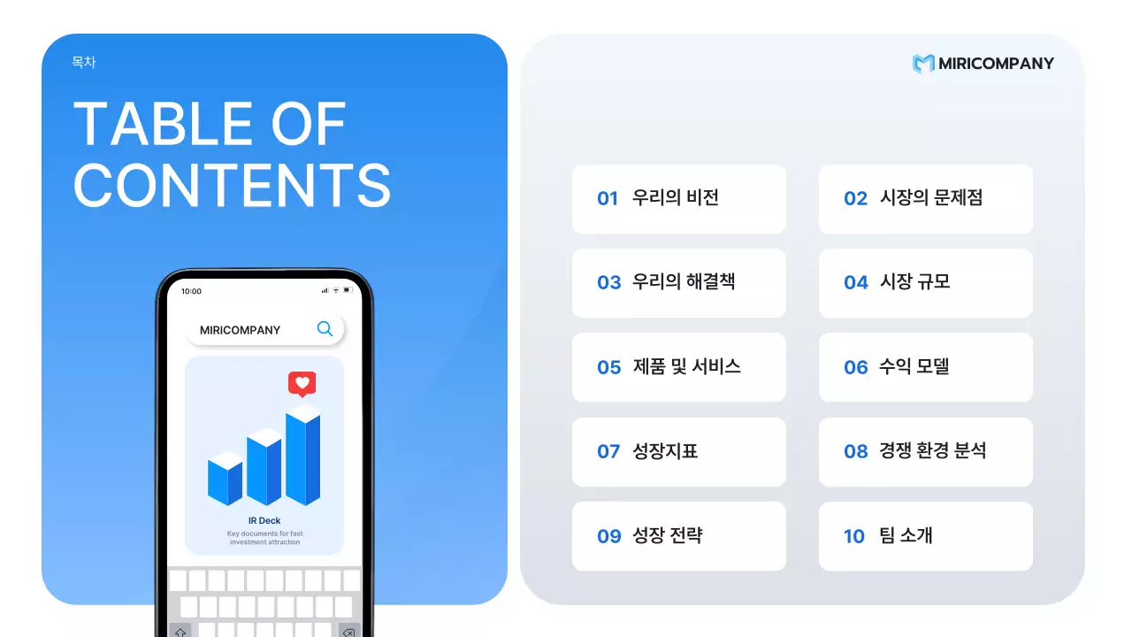 파랑 모던 스타트업 제품 소개 IR