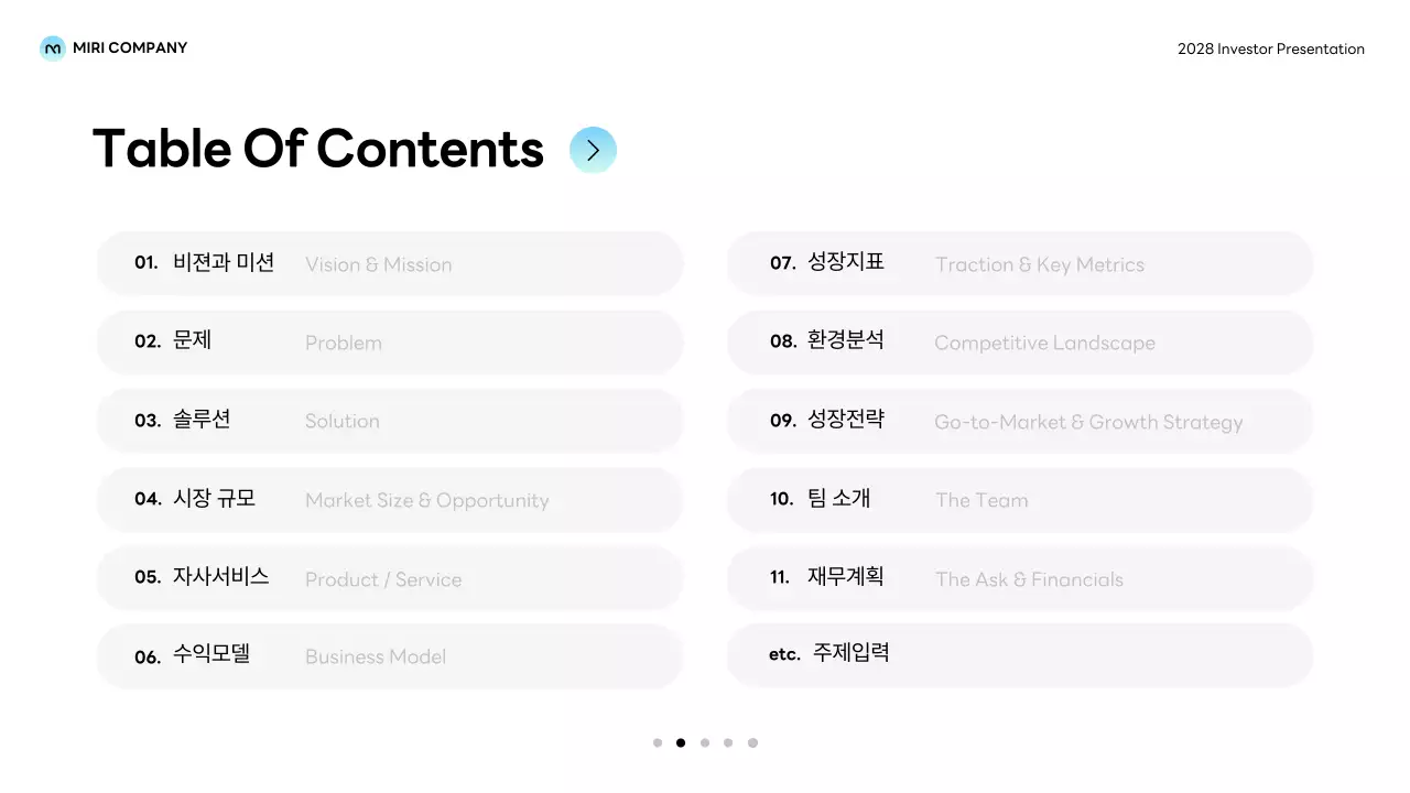 하늘색 미니멀 스타트업 안내 IR