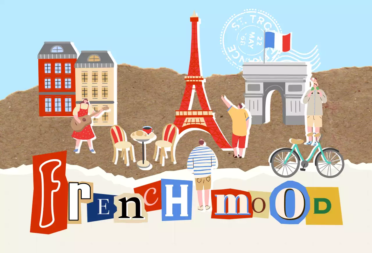 하늘색 빈티지 여행 광고