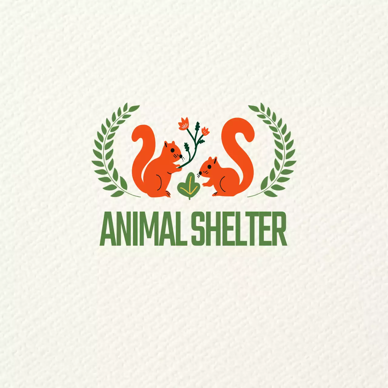 주황 올리브그린 심플 동물 보호