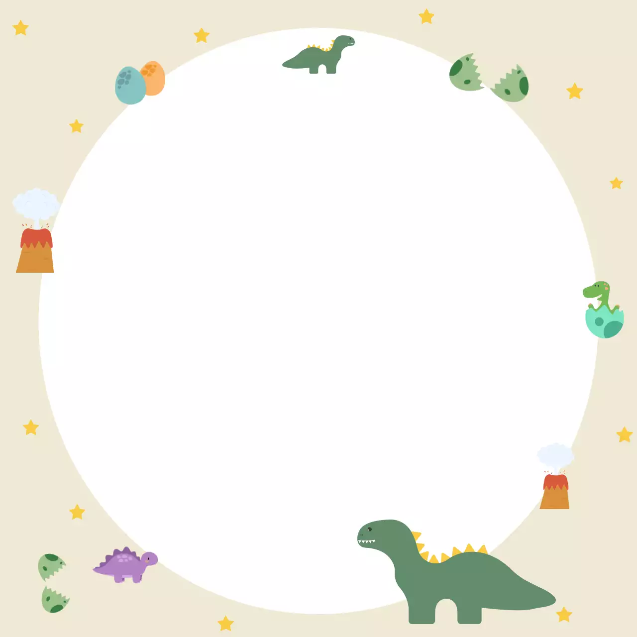 베이지 아기자기한 공룡 포토프레임