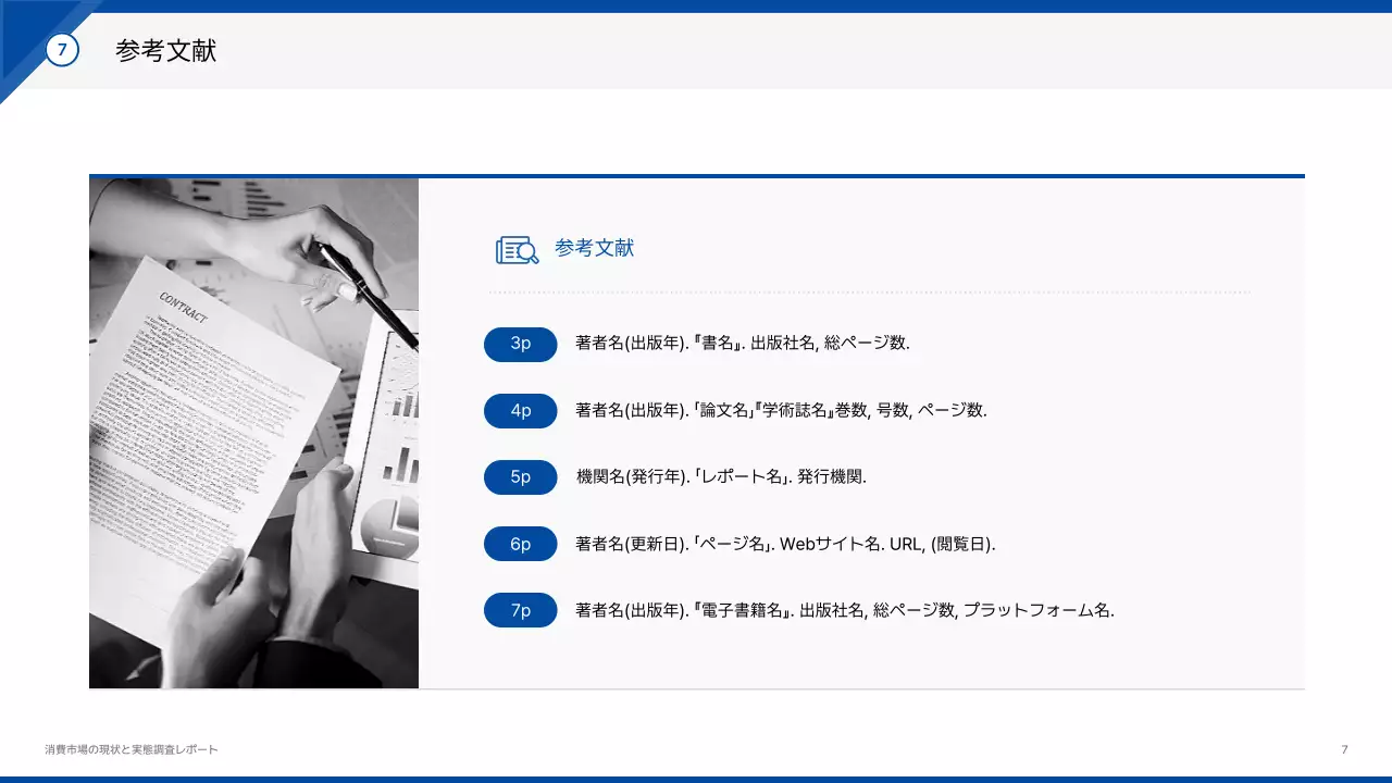 青 シンプル ビジネス レポート プレゼンテーション