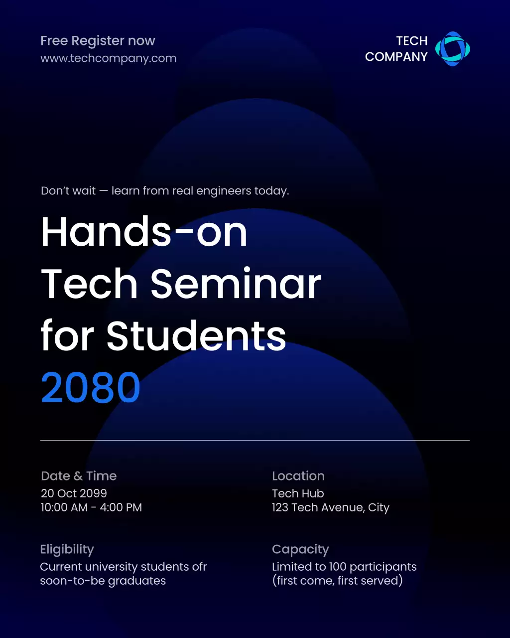 Blue Modern Tech Seminar Announcement