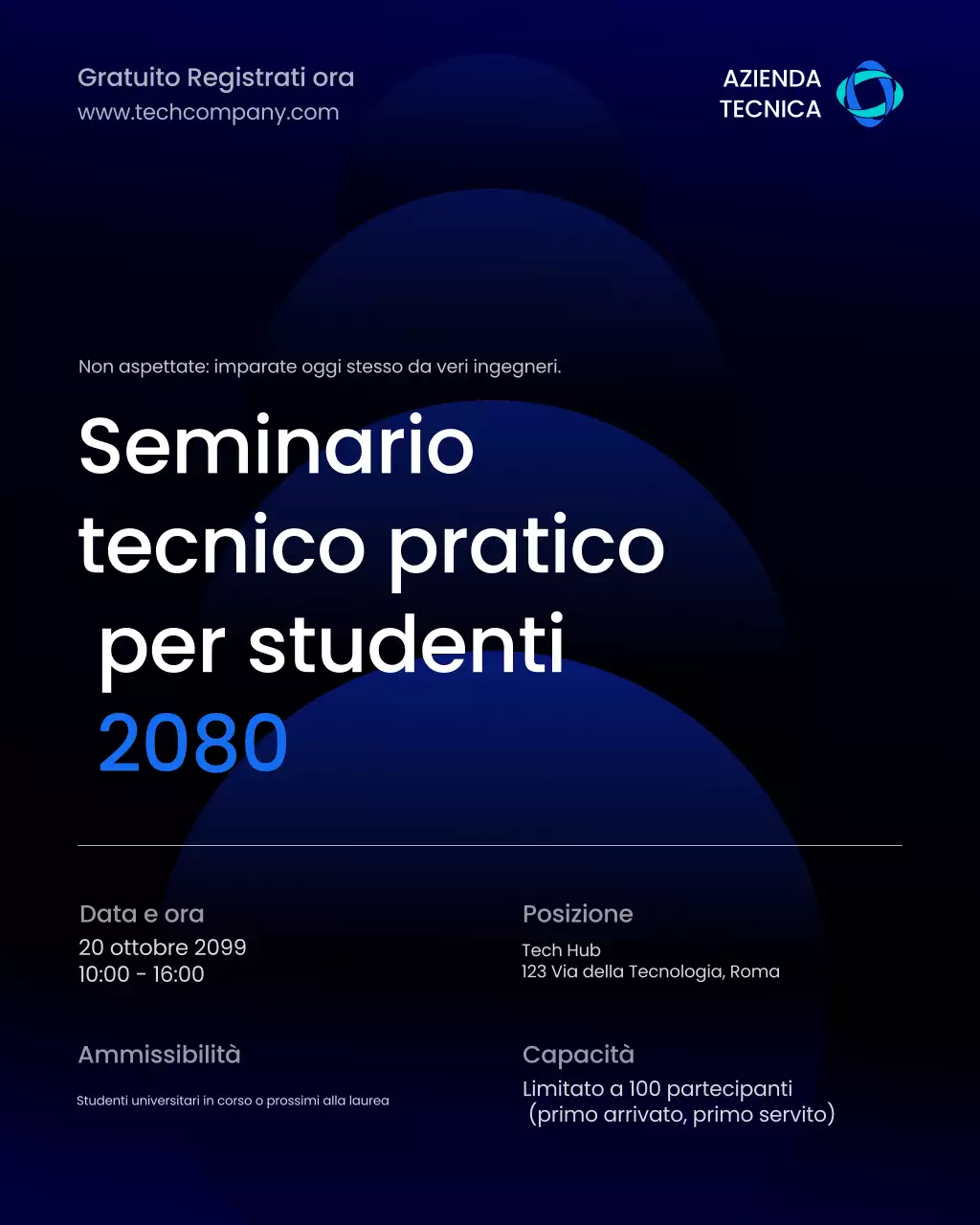 Annuncio del seminario Blue Modern Tech