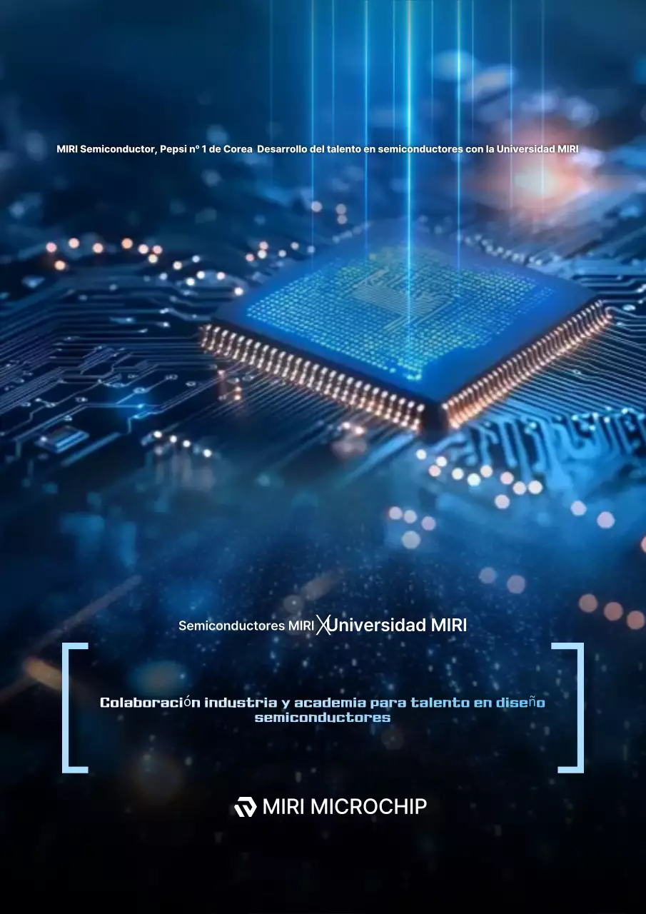 Promoción educativa sobre semiconductores modernos azules