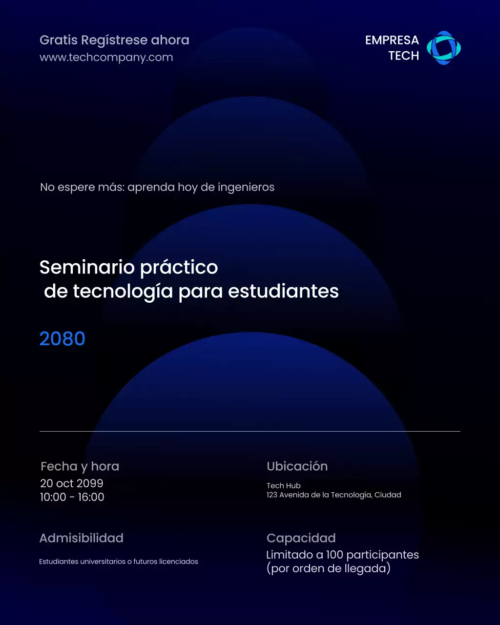 Anuncio del seminario Blue Modern Tech