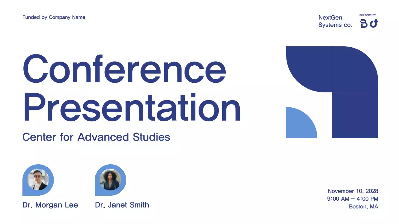 blue modern conference announcement