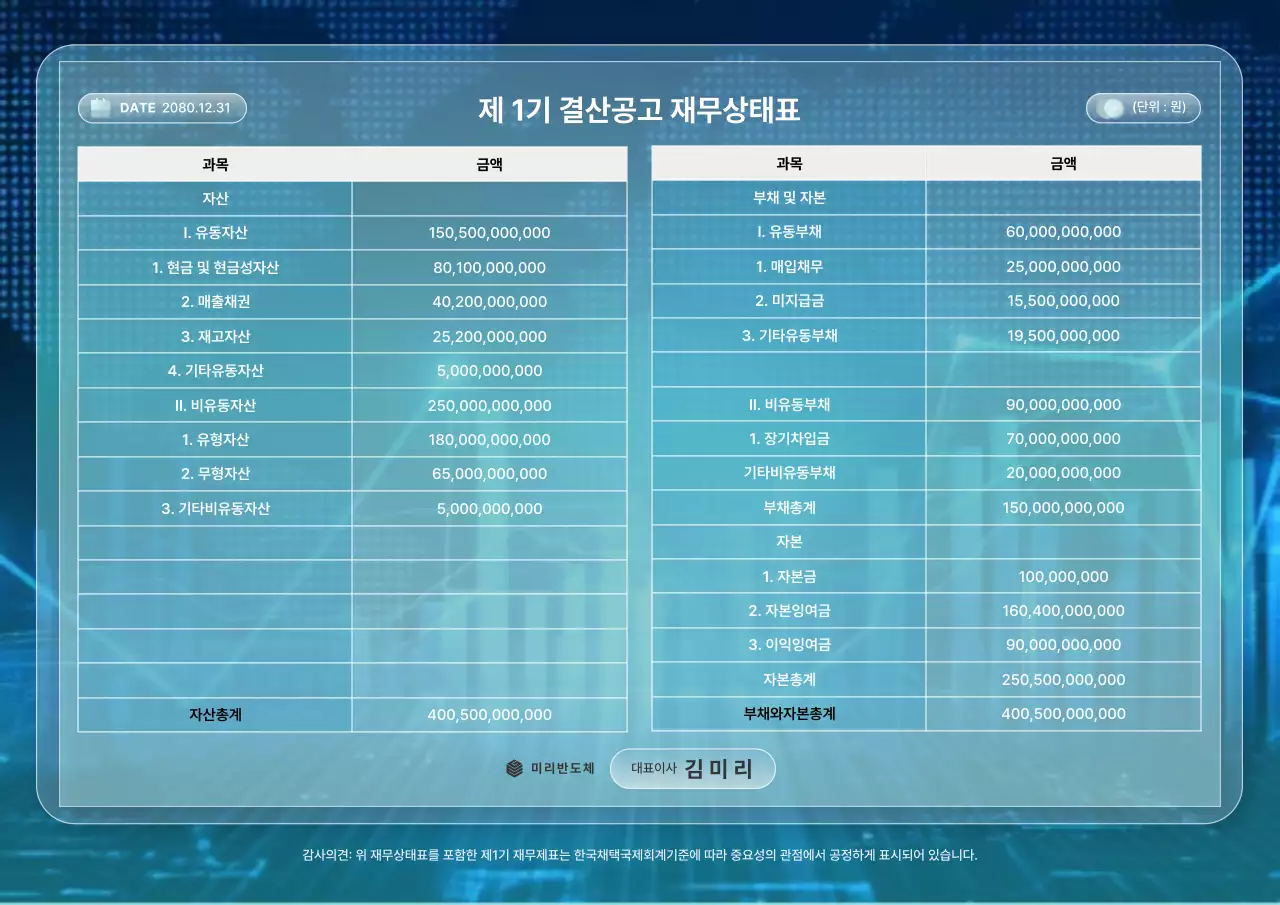 파랑의 심플한 재무 보고서