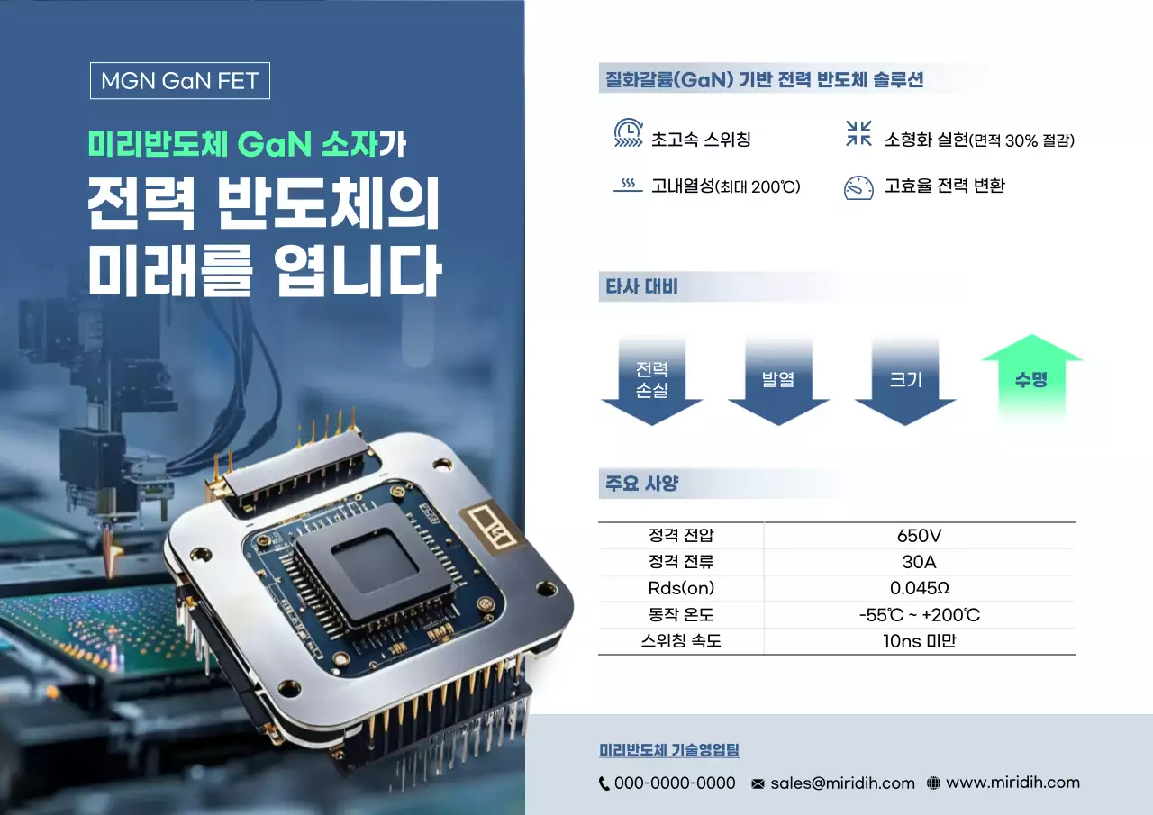 파랑 모던 반도체 제품 홍보