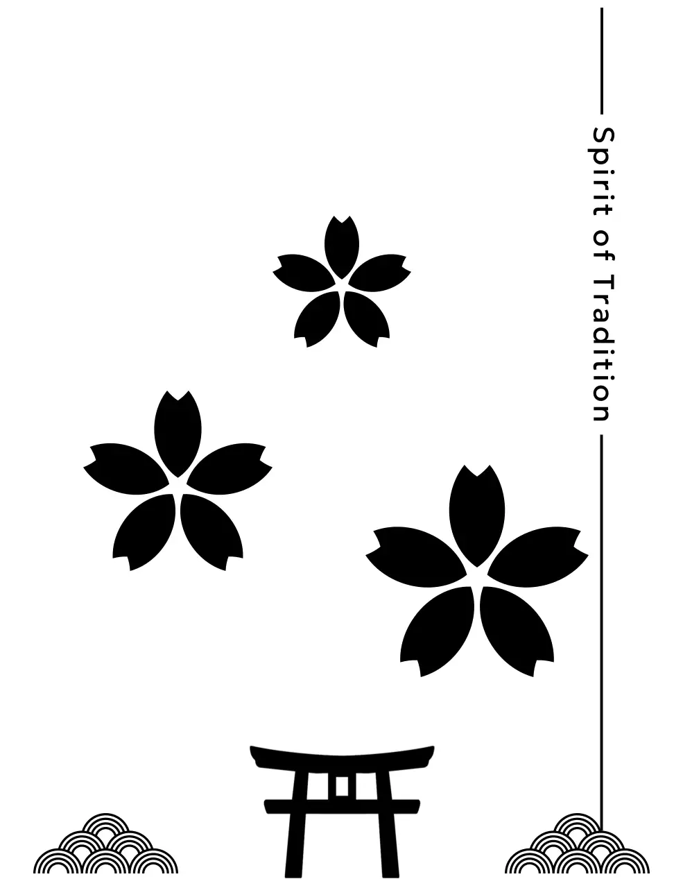 白黒 シンプル 伝統 ポスター 和風イラスト