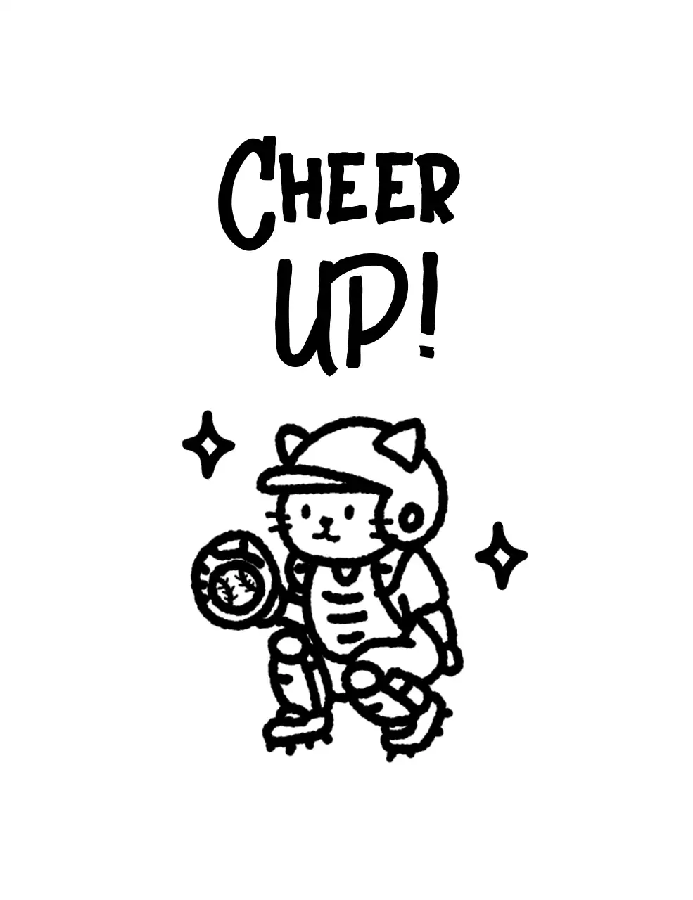 白黒 かわいい 野球 ポスター スポーツイラスト