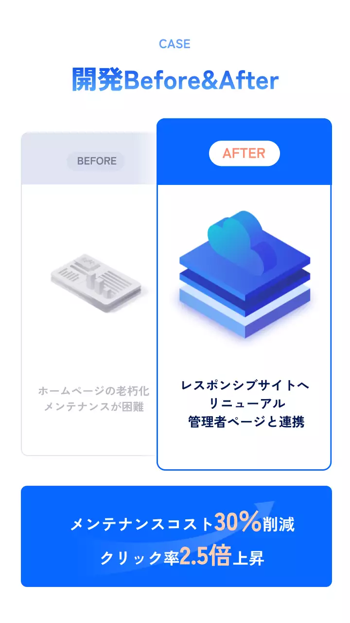 ブルーのウェブデザイン詳細ページ