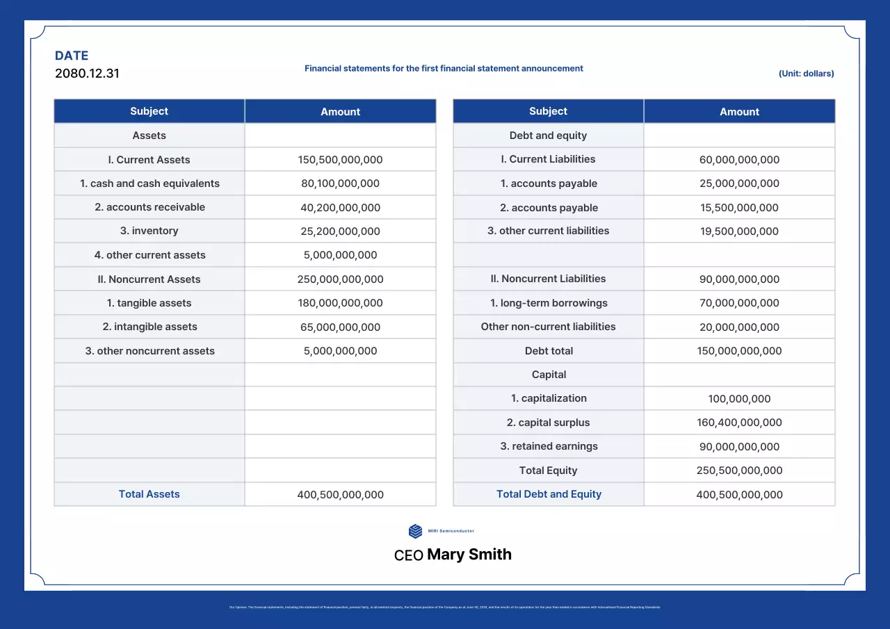 Blue's Clean Semiconductor Company Financial Report